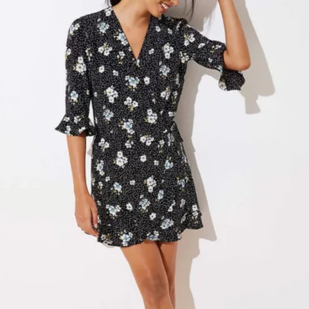 LOFT Floral Wrap Skort Romper Dress Size 00